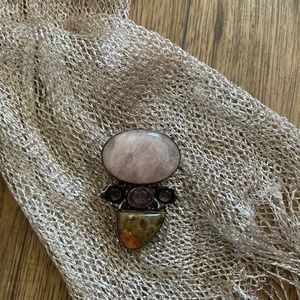 Beautiful Multi Stone, Hand-Crafted Silver Pendant